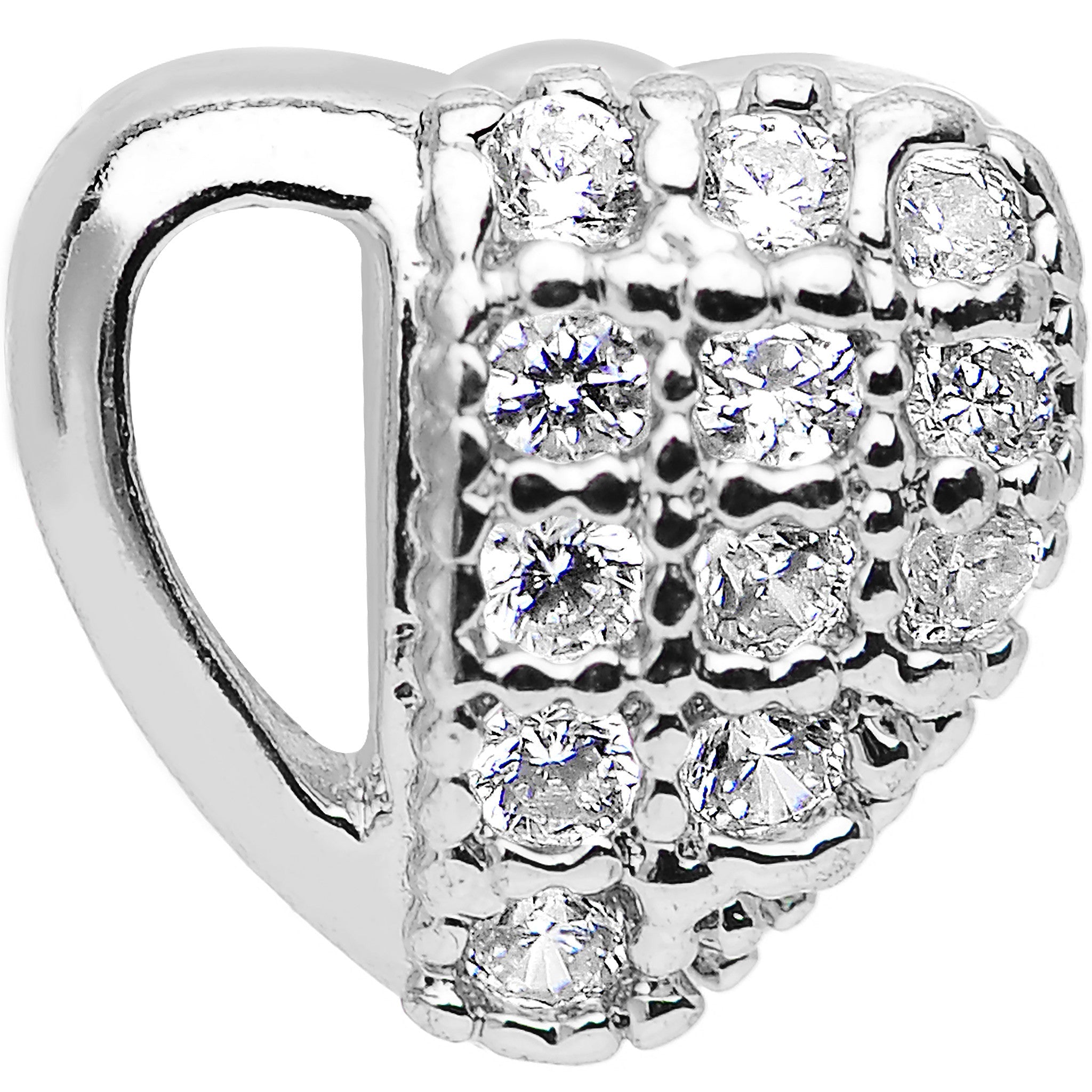16G Stainless Steel Cubic Zirconia Heart Tragus Earring