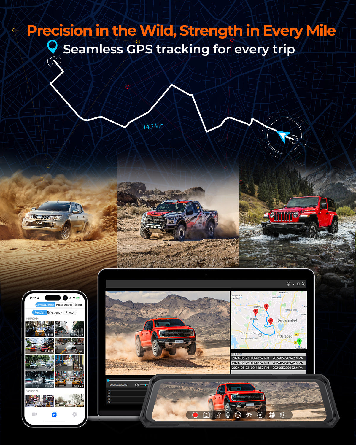 The Legend 2CH Waterproof Mirror Dash Cam, 4K+2.5K