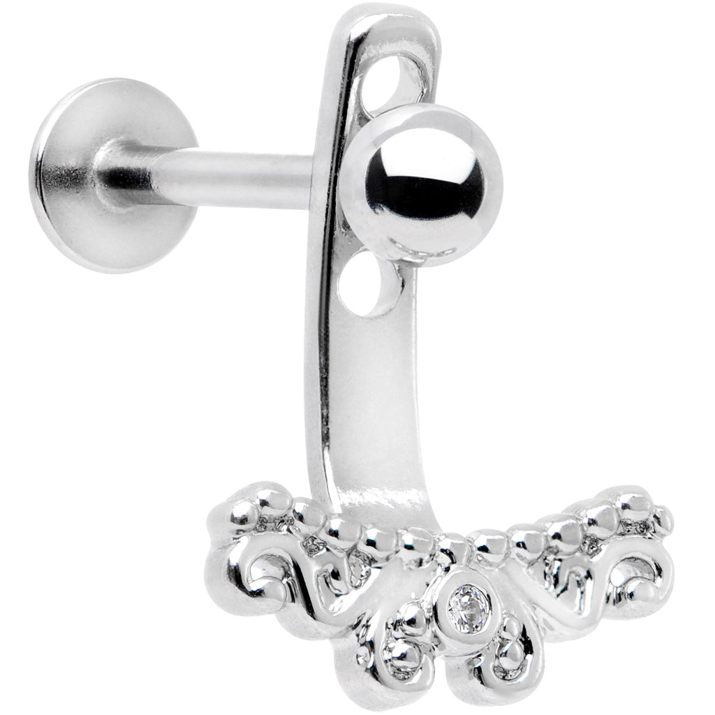 Clear Gem Victorian Swirl Dangle Cartilage Tragus Helix Piercing