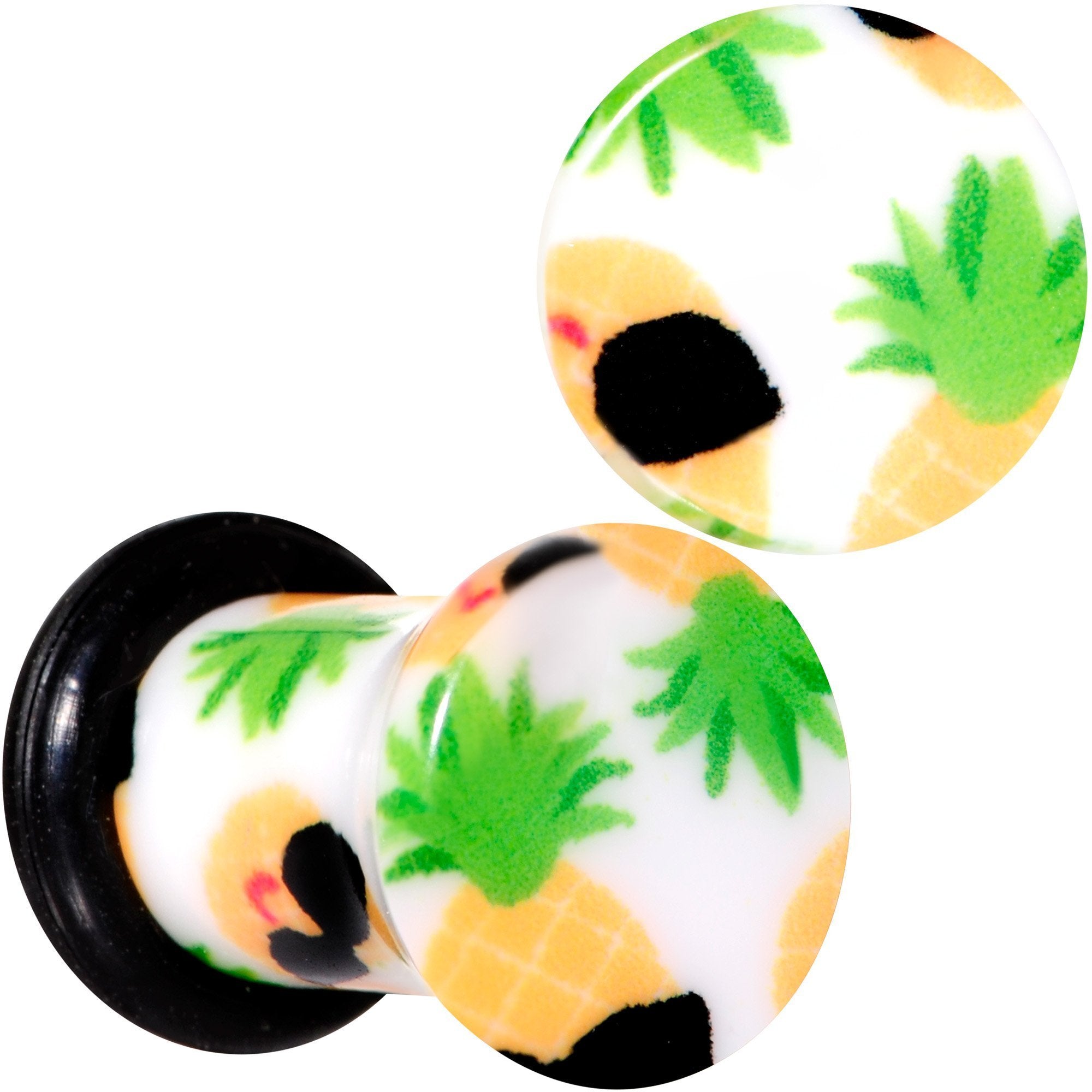White Acrylic Hip Sunglasses Pineapple Single Flare Plug Set Sizes 3mm to 16mm