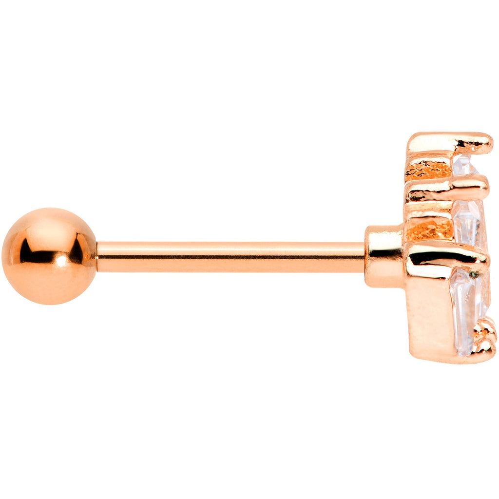 18G 5/16 Clear CZ Rose Gold Tone Crown Cartilage Tragus Earring