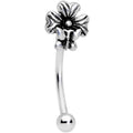 16G 3/8 Perching Butterfly Clover Curved Eyebrow Ring
