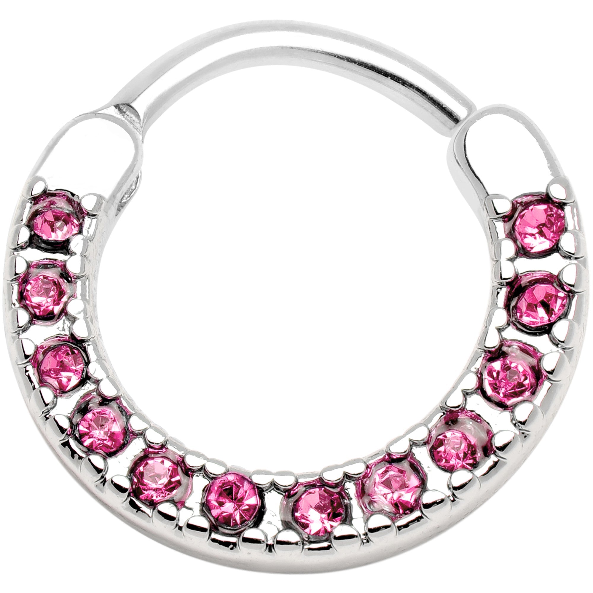 16G 3/8 Pink Gem Paved Septum Clicker