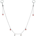 14G 9/16 Clear Gem Ladybug BCR Captive Ring Dangle Nipple Chain