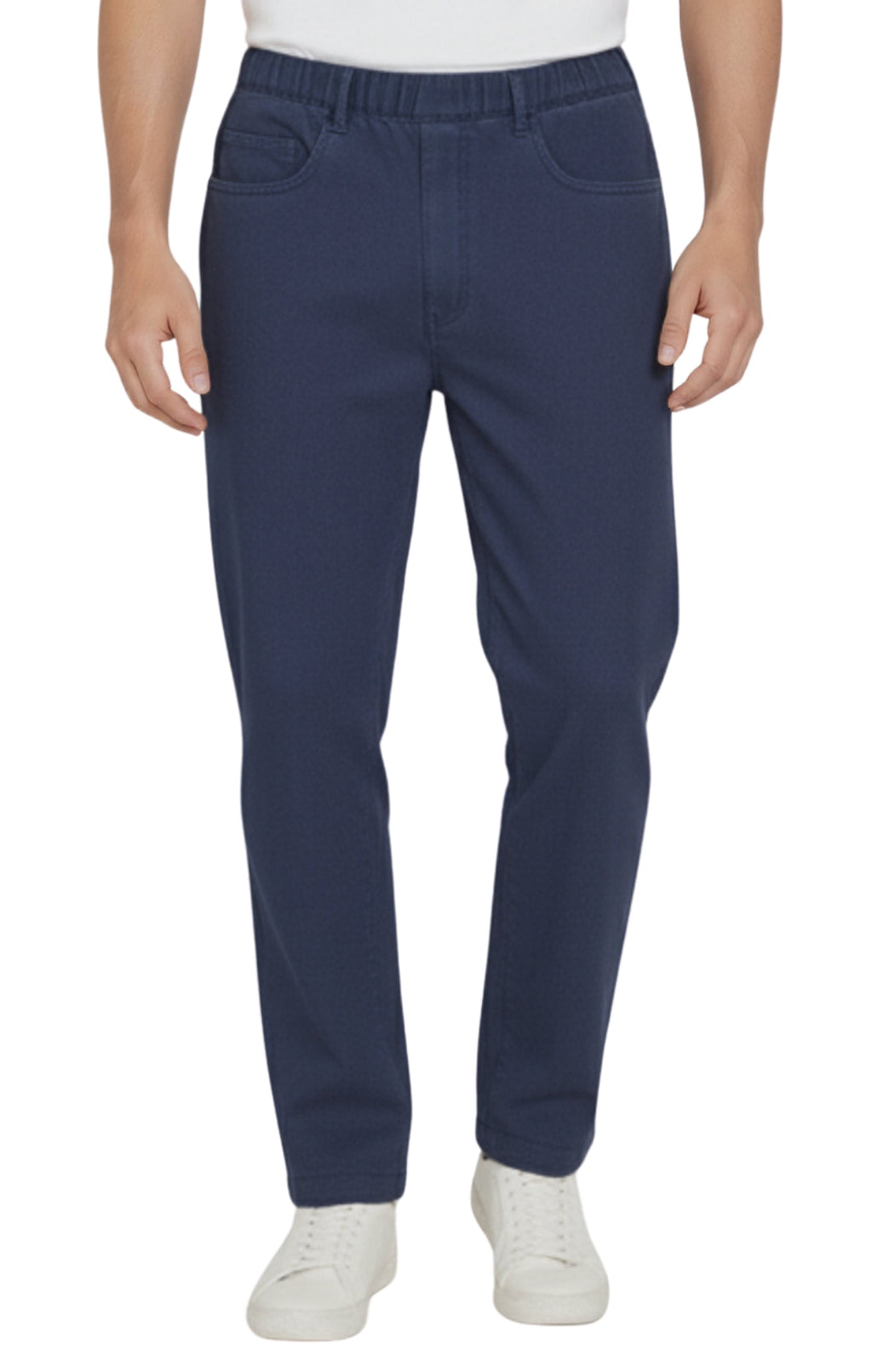Men's Lightweight Casual Elastic Waist Pull-On Jeans – Denim & Twill Pants with Easy Fit