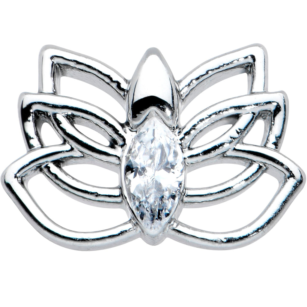 20G 1/4 Clear Gem Open Elegant Lotus Flower Nose Bone