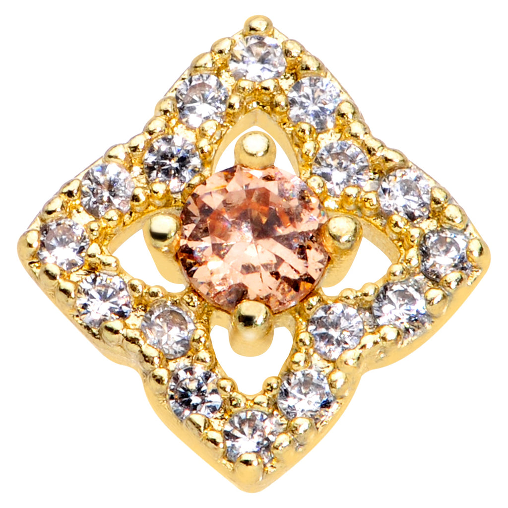 16G 5/16 Clear CZ Gem Gold Tone Rhombus Labret Monroe Tragus