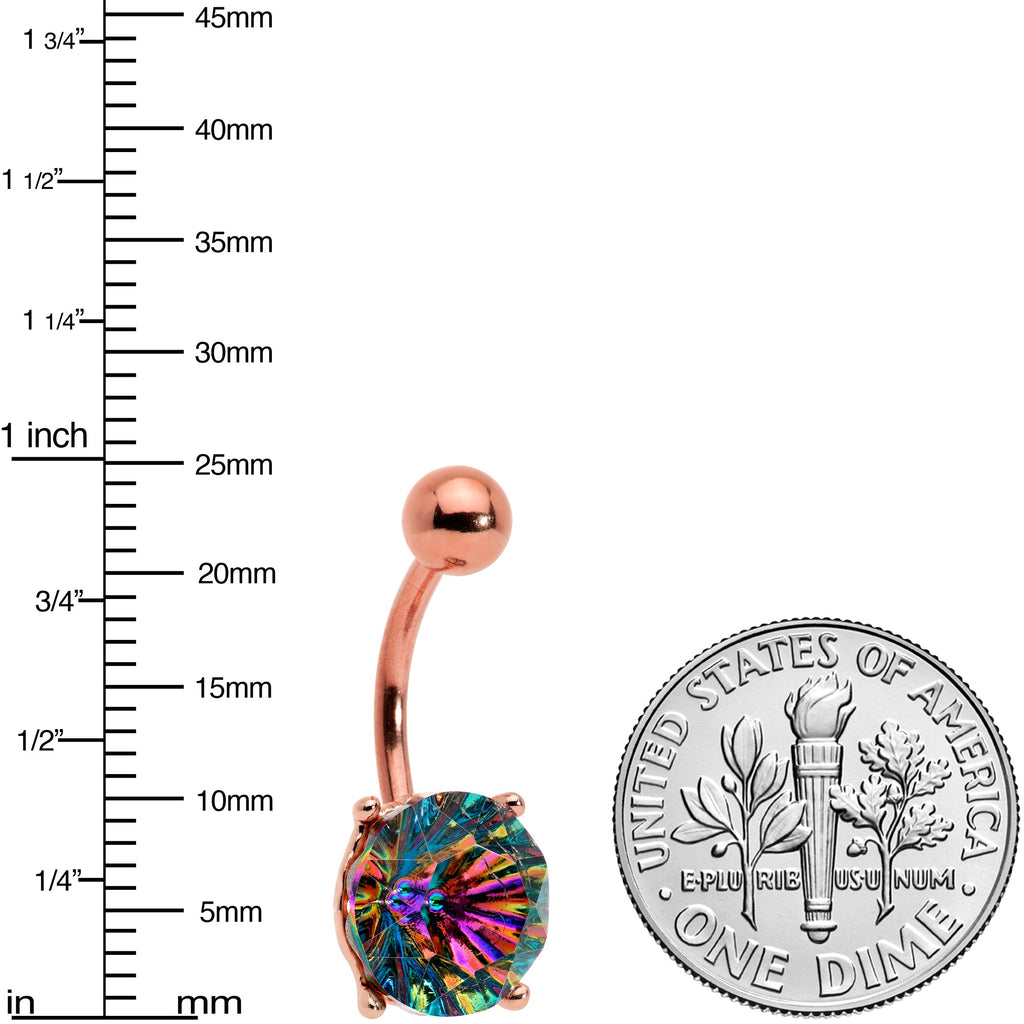 Vitrail Gem Rose Gold Tone Simply Elegant Style Belly Ring
