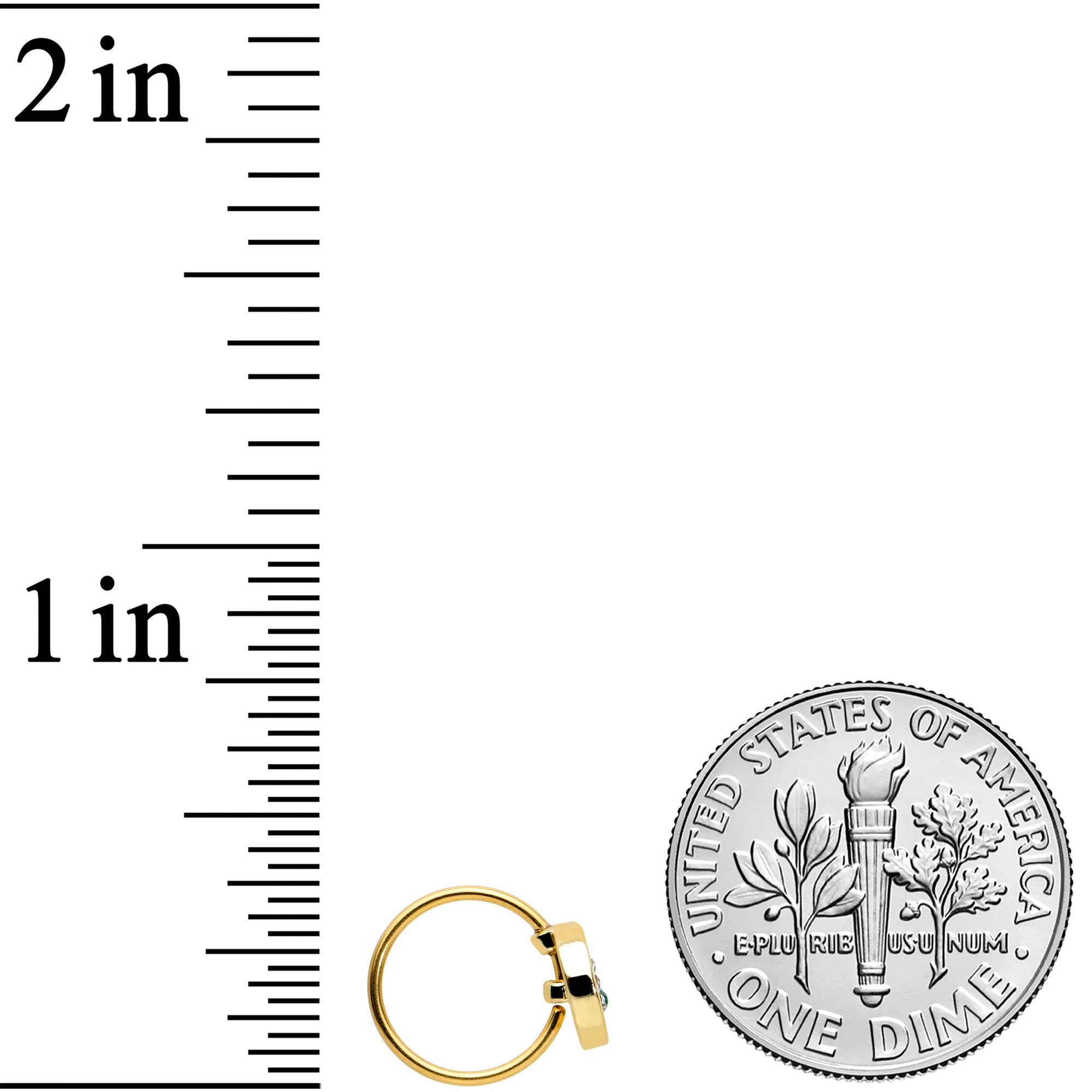 20G 5/16 Green Gem Gold Tone Pot Leaf Circle Nose Hoop
