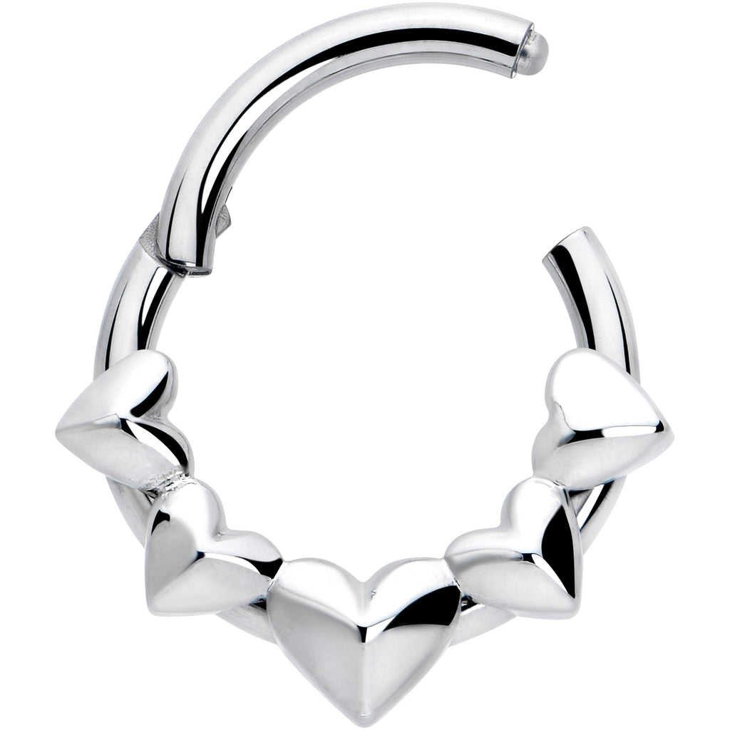 16G 5/16 3D Hearts Hinged Segment Ring