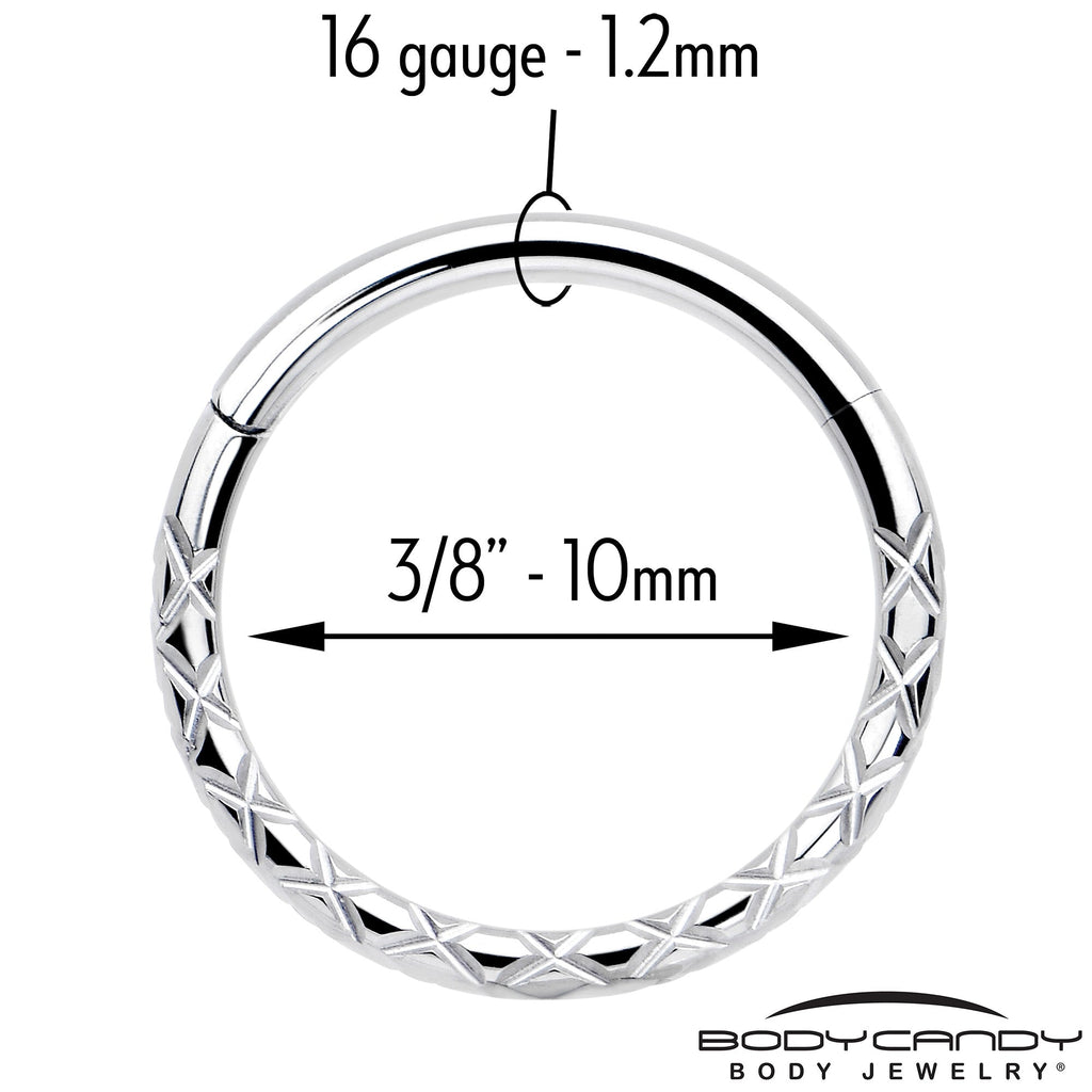 16G 3/8 Implant Grade Titanium Snakeskin Style Hinged Segment Ring