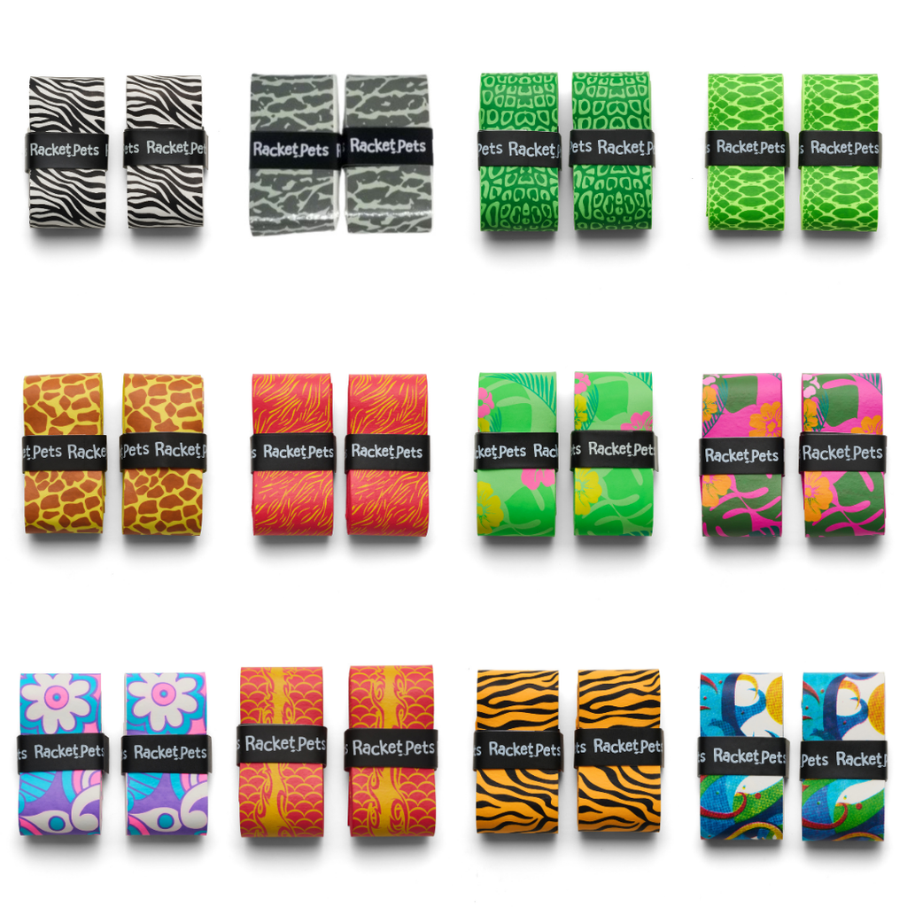 VALUE PACK - A Pink and Purple Unicorn Racket Pet Tennis Dampener and Overgrip Tape with a (Pack of 2) Replacement Overgrip Tape