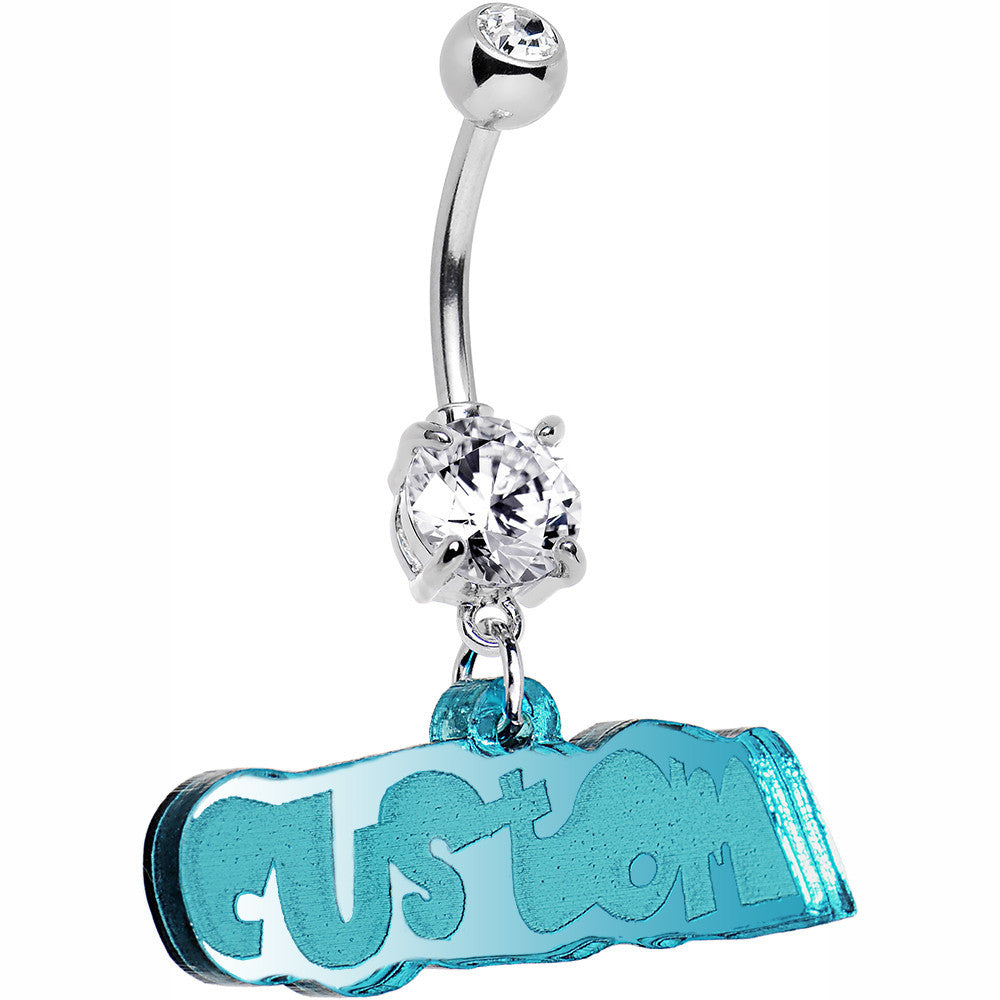 Custom Clear Gem Acrylic Lucite Name Dangle Belly Ring