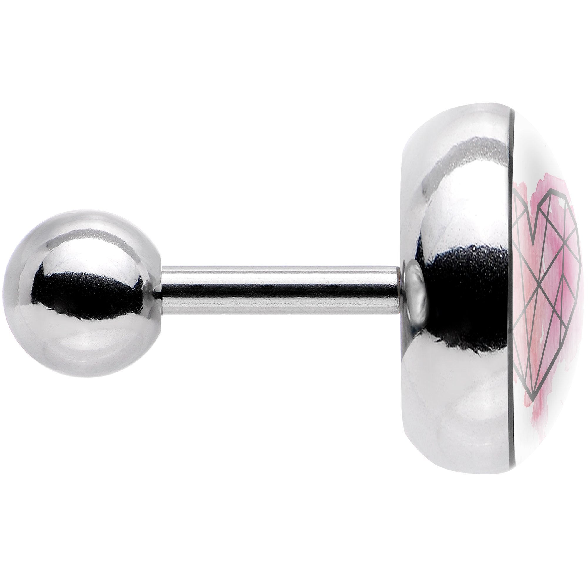 16G 1/4 Watercolor Geometric Heart Tragus Cartilage Earring