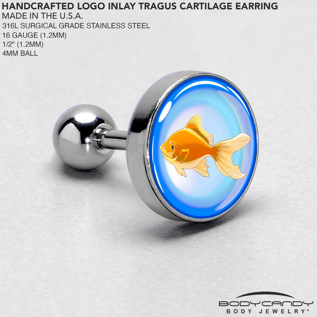 16G 1/4 Gold Fish Cartilage Tragus Earring by Onyx O