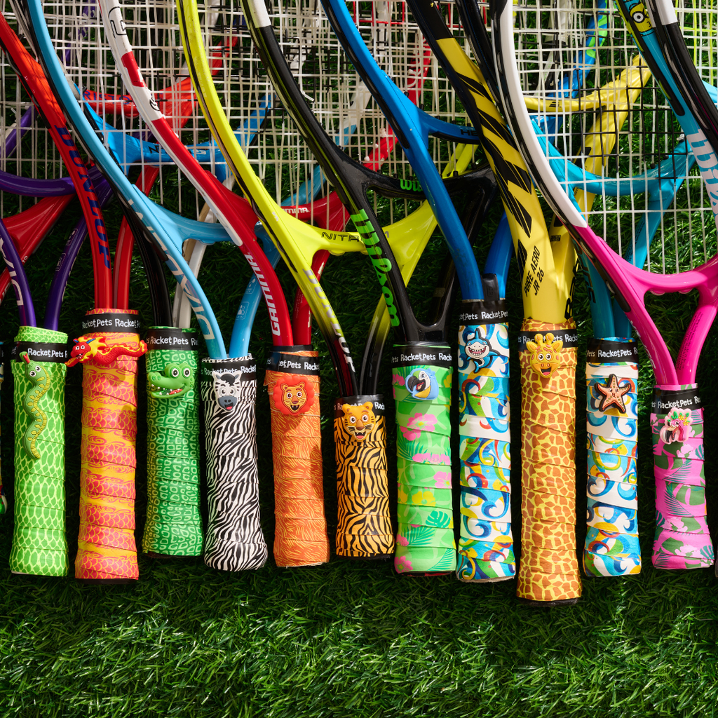 VALUE PACK - A Orange Lion Racket Pet Tennis Dampener and Overgrip Tape with a (Pack of 2) Replacement Overgrip Tape