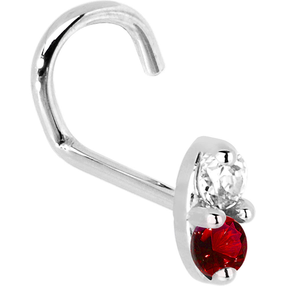 14k White Gold 1.5mm Genuine Ruby Diamond Marquise Nose Ring