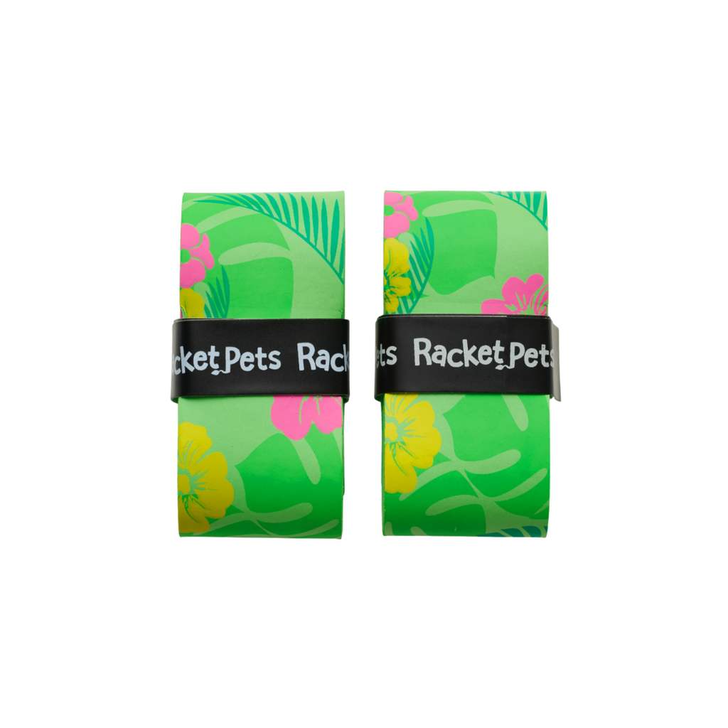 VALUE PACK - A Green Parrot Racket Pet Tennis Dampener and Green Overgrip Tape with a (Pack of 2) Replacement Overgrip Tape (Copy)