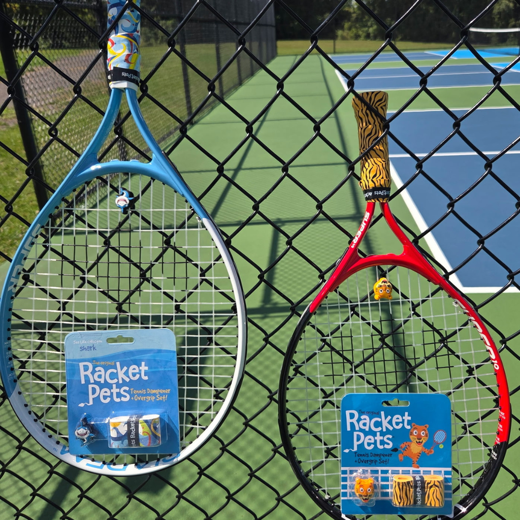 Tiger Orange Tennis Overgrip Tape and Matching Shock Absorbing Dampener for Tennis Racket