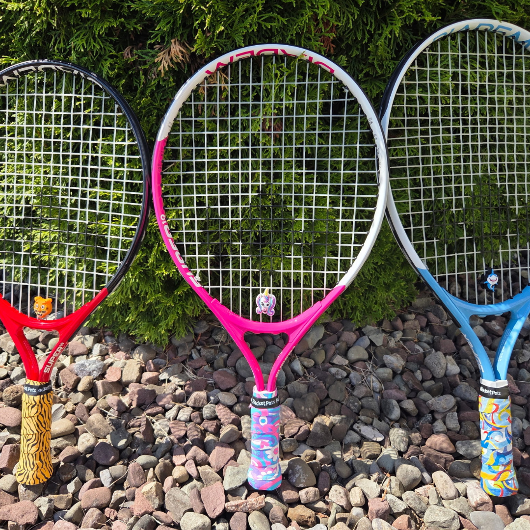 Unicorn Pink/Purple Tennis Overgrip Tape and Matching Shock Absorbing Dampener for Tennis Racket