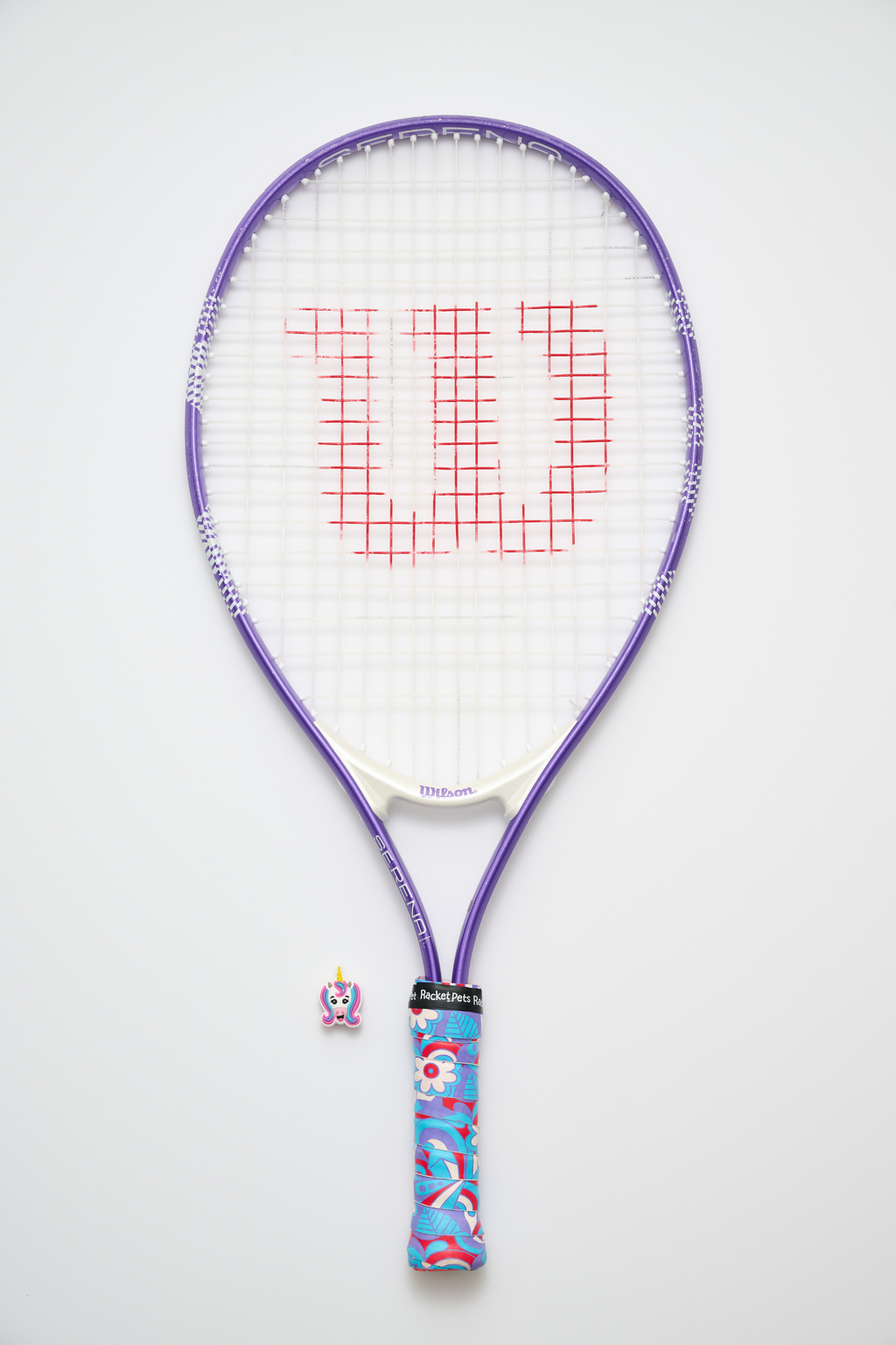 Unicorn Pink/Purple Tennis Overgrip Tape and Matching Shock Absorbing Dampener for Tennis Racket