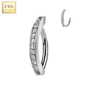 14k Solid White Gold Cubic Zirconia Segment Style Belly Ring