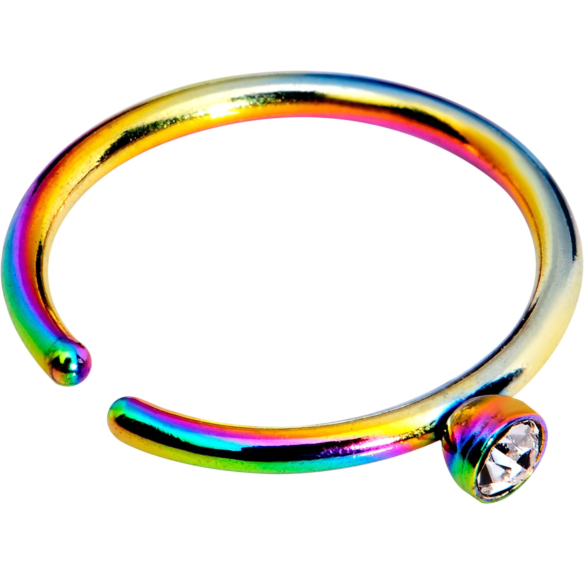 20G 5/16 Clear Gem Rainbow IP Seamless Circular Ring