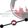 14G Red Black Plaid Polar Bear Black Industrial Barbell 37mm