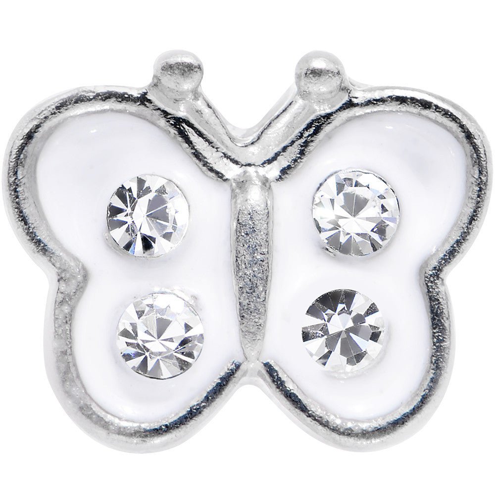 14G 1/4 Clear White Cutiepie Butterfly Tragus Cartilage Earring