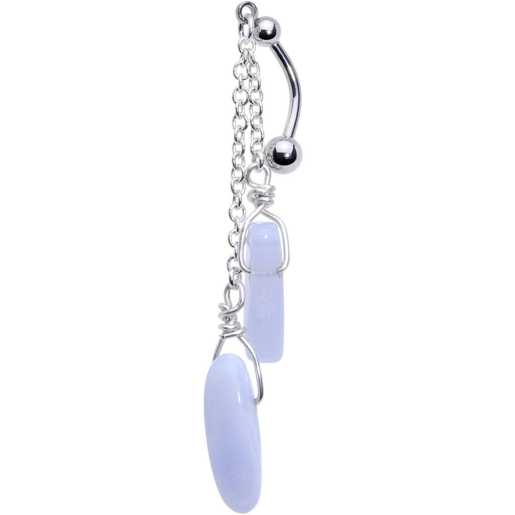 Handcrafted Blue Lace Agate Reversible Dangle Belly Ring
