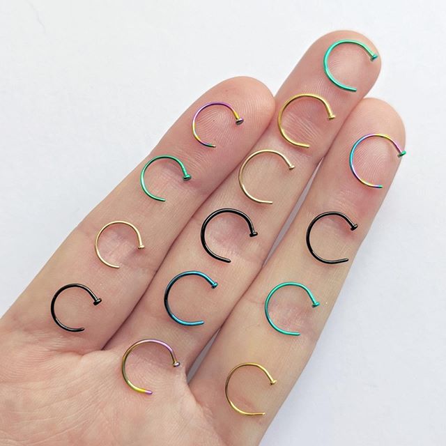 18G 5/16 Green Anodized Titanium Nose Hoop