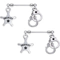 Handcrafted Sheriff Badge and Cuffs Dangle Nipple Ring Set